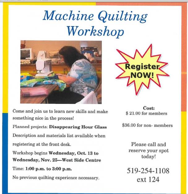 Machine Quilting Workshop